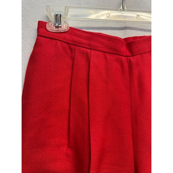 Vintage Red Pleated High-Waist Trousers Womens Size 12 By Hunt Valley - Picture 2 of 11